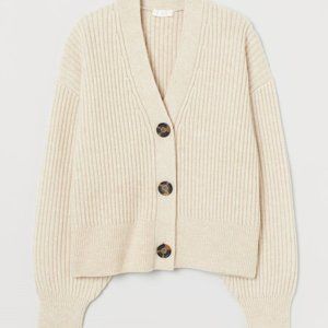 Rib-knit Oatmeal Cardigan